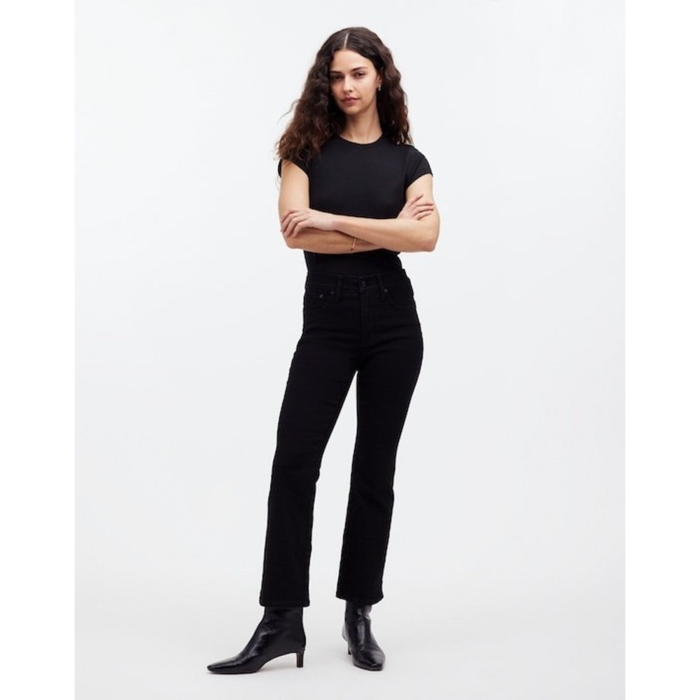 Madewell Jeans Womens 25 Mid-Rise Kick Out Jeans Black Rinse Wash Denim